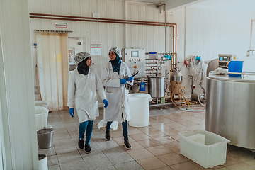 Image showing Arab business partner visiting a cheese factory. The concept of investing in small businesses