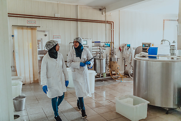 Image showing Arab business partner visiting a cheese factory. The concept of investing in small businesses