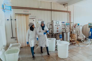 Image showing Arab business partner visiting a cheese factory. The concept of investing in small businesses