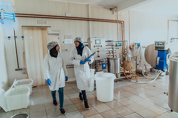 Image showing Arab business partner visiting a cheese factory. The concept of investing in small businesses