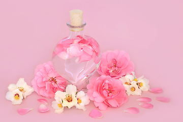 Image showing Rose and Orange Blossom Flower Perfume in Heart Shaped Bottle