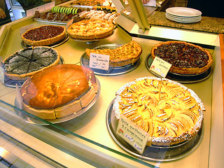 Image showing Display of pies in a french bakery