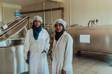 Image showing Arab business partner visiting a cheese factory. The concept of investing in small businesses