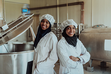 Image showing Arab business partner visiting a cheese factory. The concept of investing in small businesses