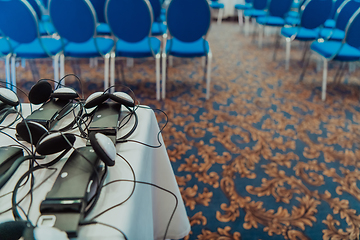 Image showing The empty conference hall is ready for the beginning of the event and the reception of guests