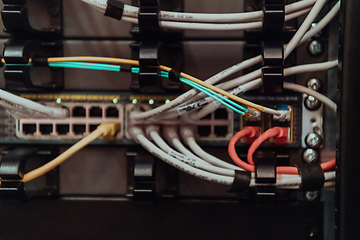 Image showing Close up of technician setting up network in server room