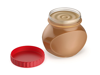 Image showing Glass jar with peanut butter