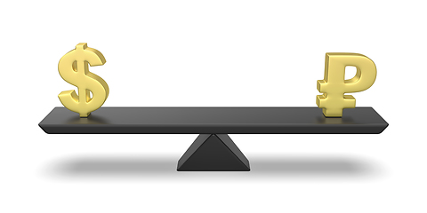 Image showing Balance between US dollar and Russian ruble