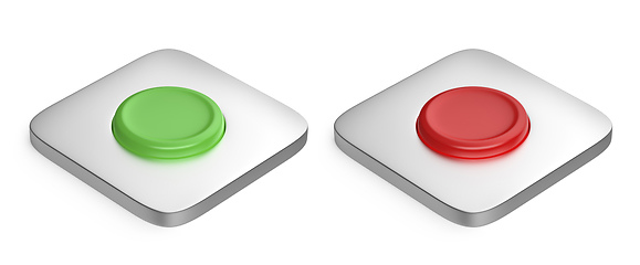 Image showing Green and red round buttons