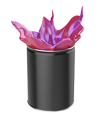 Image showing Pink-purple paint splashing out of can
