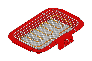 Image showing Sketch of red electric grill