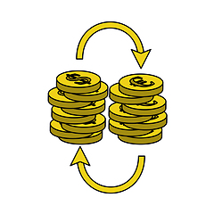 Image showing Dollar Euro Coins Stack Icon