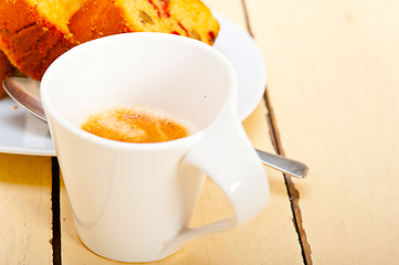 Image showing plum cake and espresso coffee