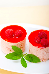 Image showing fresh raspberry cake mousse dessert