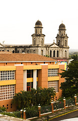 Image showing Presidential office la casa de los pueblos and old cathedral man