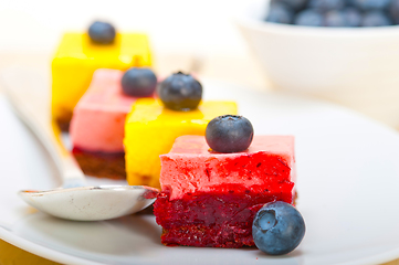 Image showing strawberry and mango mousse dessert cake