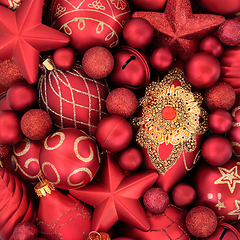 Image showing Red and Gold Luxury Christmas Bauble Tree Decorations  