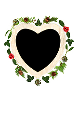 Image showing Christmas Heart Wreath Holly and Traditional Winter Greenery