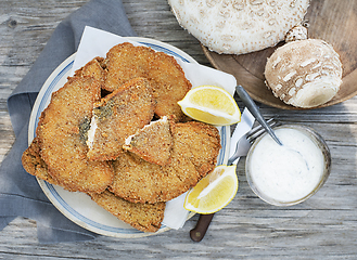 Image showing Macrolepiota procera fried meal