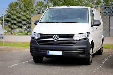 Image showing White Volkswagen Multivan T6 Parked on a Yard