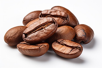 Image showing Coffee beans heap on white