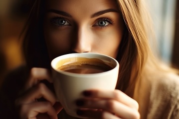 Image showing Woman drinking coffee