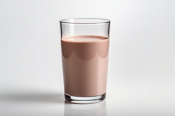 Image showing Glass of chocolate milk on white
