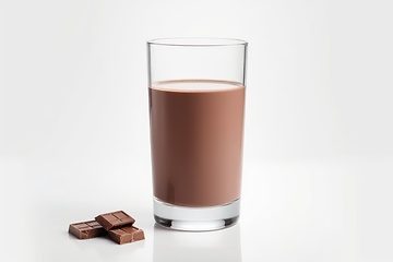 Image showing Glass of chocolate milk on white