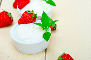 Image showing organic Greek yogurt and strawberry