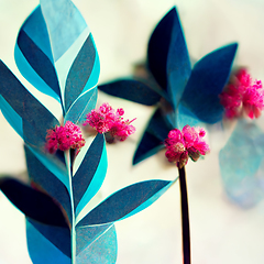 Image showing Blue and pink abstract flower Illustration for prints, wall art,