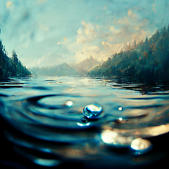 Image showing Amazing Picturesque Scene. Perfect blue sky reflected in water. 