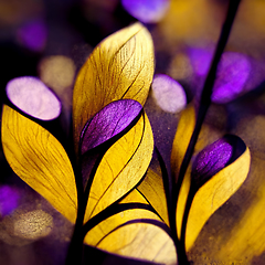 Image showing Purple and yellow abstract flower Illustration.