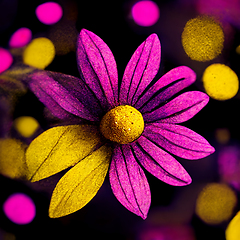 Image showing Purple and yellow abstract flower Illustration.