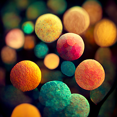 Image showing Abstract colorful background surface. Fantastic foam with sphere