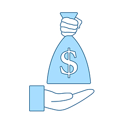 Image showing Hand Holding The Money Bag Icon