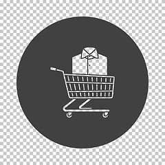 Image showing Shopping Cart With Clothes (Shirt) Icon