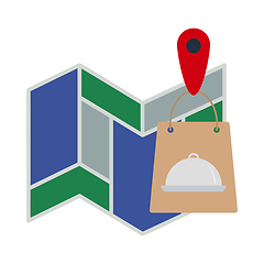 Image showing Map With Delivery Food Bag Icon