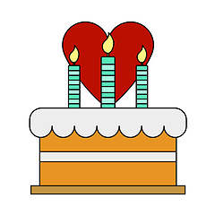 Image showing Cacke With Candles And Heart Icon