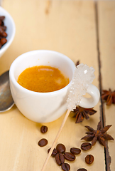 Image showing espresso coffee with sugar and spice