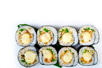 Image showing fresh sushi choice combination assortment selection