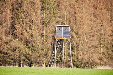 Image showing Wooden Hunters High Seat, hunting tower