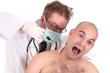 Image showing doctor injecting a funk patient 
