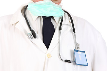 Image showing doctor with stethoscope and permit