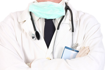 Image showing doctor with stethoscope and permit