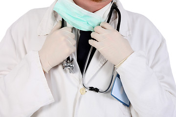Image showing doctor with stethoscope and permit