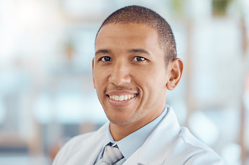 Image showing Doctor, portrait and man with smile in office, healthcare and confidence at hospital with trust, support and help. Face of happy medical professional, expert in medicine and career in health care.