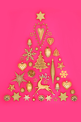 Image showing Christmas Tree Surreal Gold Bauble Decoration