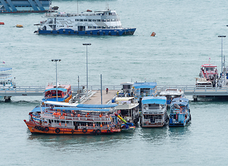 Image showing Tourist boats at Bali Hai Pier, Pattaya, Thailand