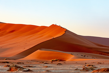 Image showing peoples on dune in Hidden Vlei, Namibia, Africa