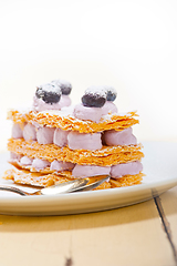 Image showing napoleon blueberry cake dessert